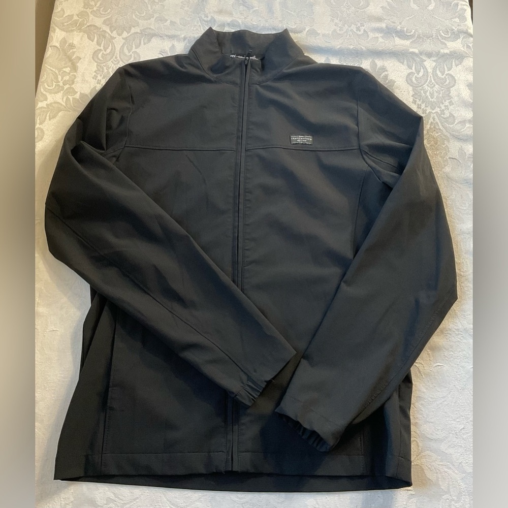 Travis Mathew Jacket Men's Small Black Crystal Cove 2.0 Full Zipper Coat Golf